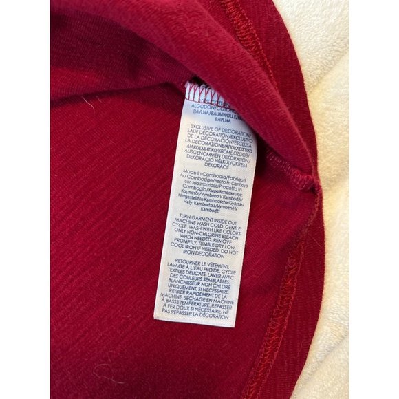 Chaps Pullover Top 1X Red Three Quarter Sleeve Round Neck Quarter Button Front - Picture 5 of 6